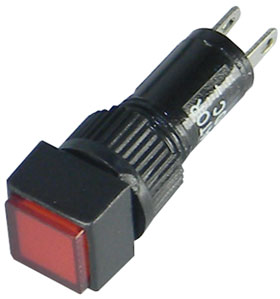 12VDC LED Panel Indicator-Red, 8mm Square